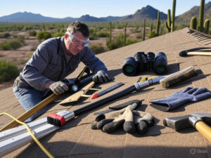 Discover essential DIY roof maintenance tools for Arizona's harsh desert climate. Learn inspection, cleaning, and repair basics to prevent damage from heat and monsoons. Save money with RoofGeeks' expert tips.